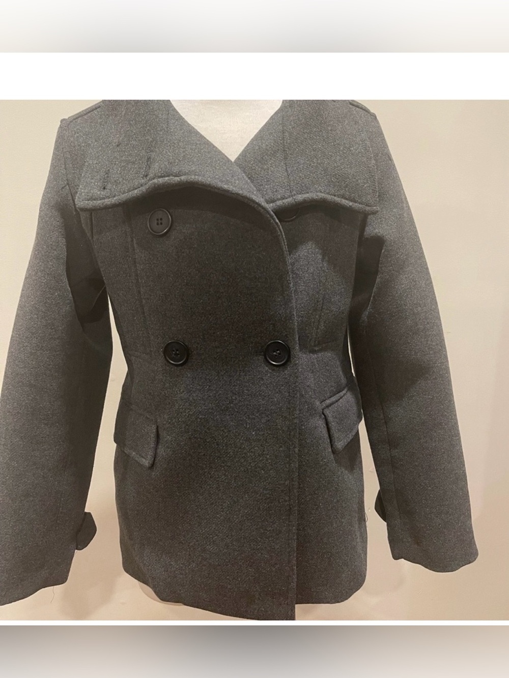 H&M Women's Double-Breasted Gray Peacoat
